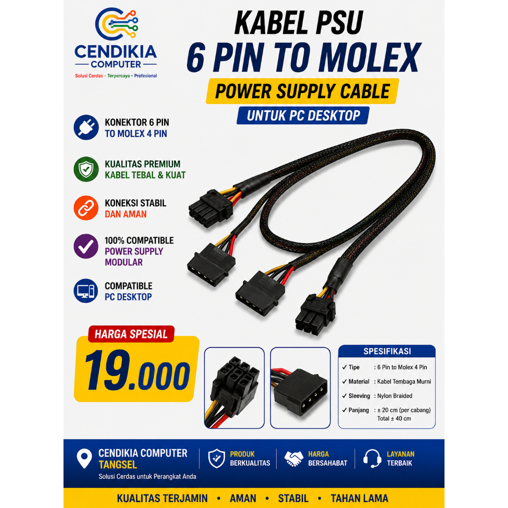 kabel modular psu 6 pin to molek