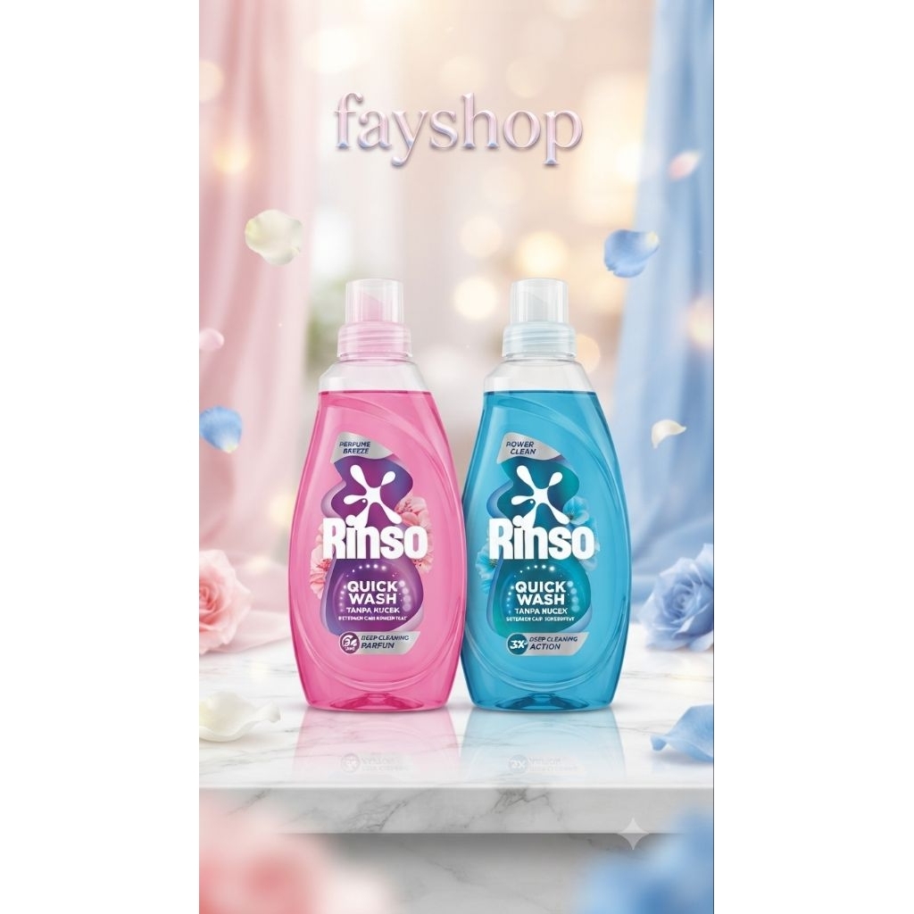 Rinso Botol Detergent Cair Quick Wash 650gr