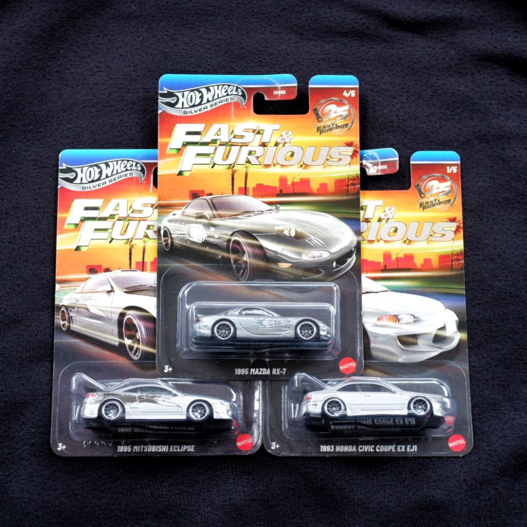 Hot Wheels Fast and Furious Honda Civic Coupe Mitsubishi Eclipse Mazda RX7 Paket