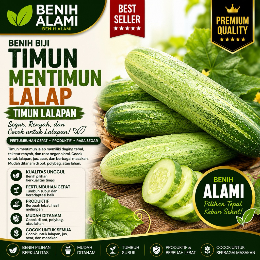 5 Butir  Benih Biji Timun  Mentimun Lalap  Timun Lalapan