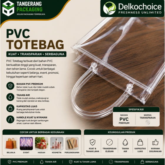 Tas Hampers Transparan PVC Goodie Bag Mika Transparan Tote Bag