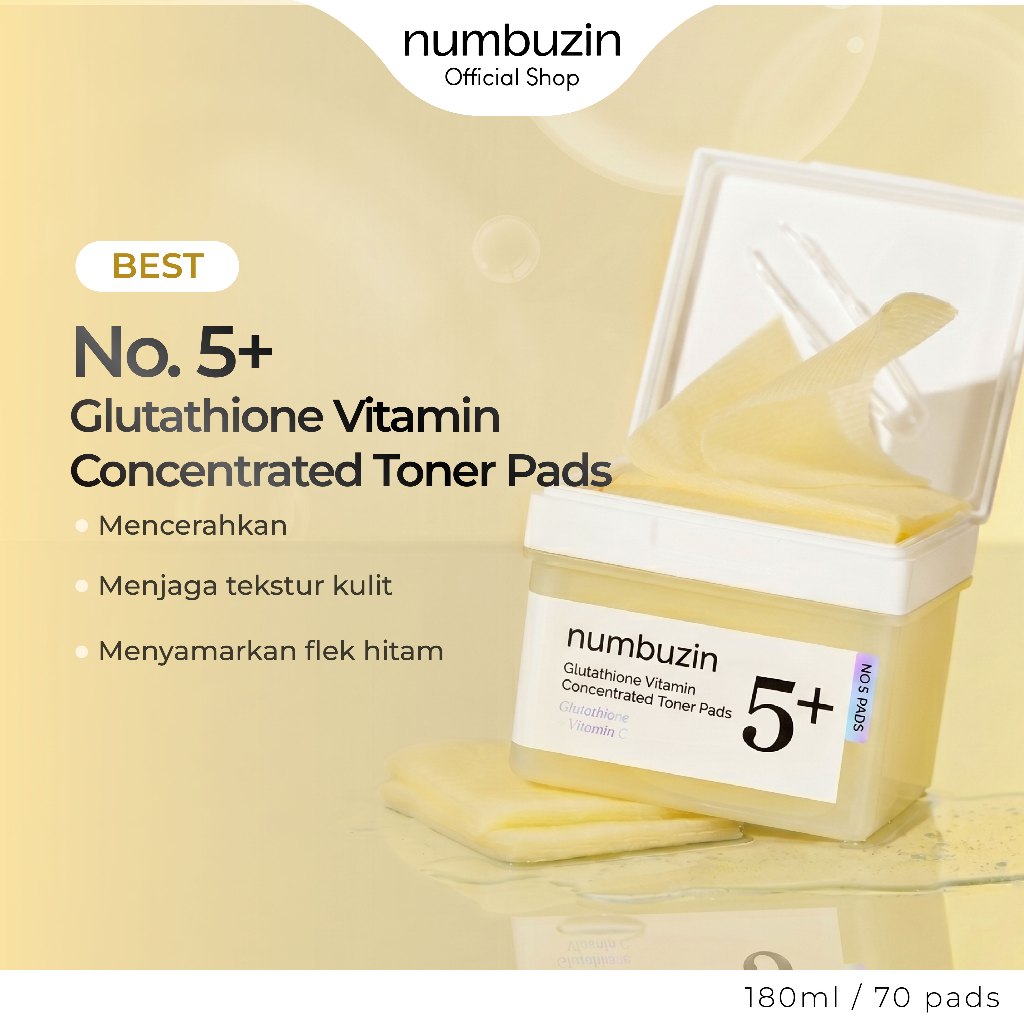 Numbuzin No. 5+ Glutathione Vitamin Concentrated Toner Pads 180 ml/70 Pads