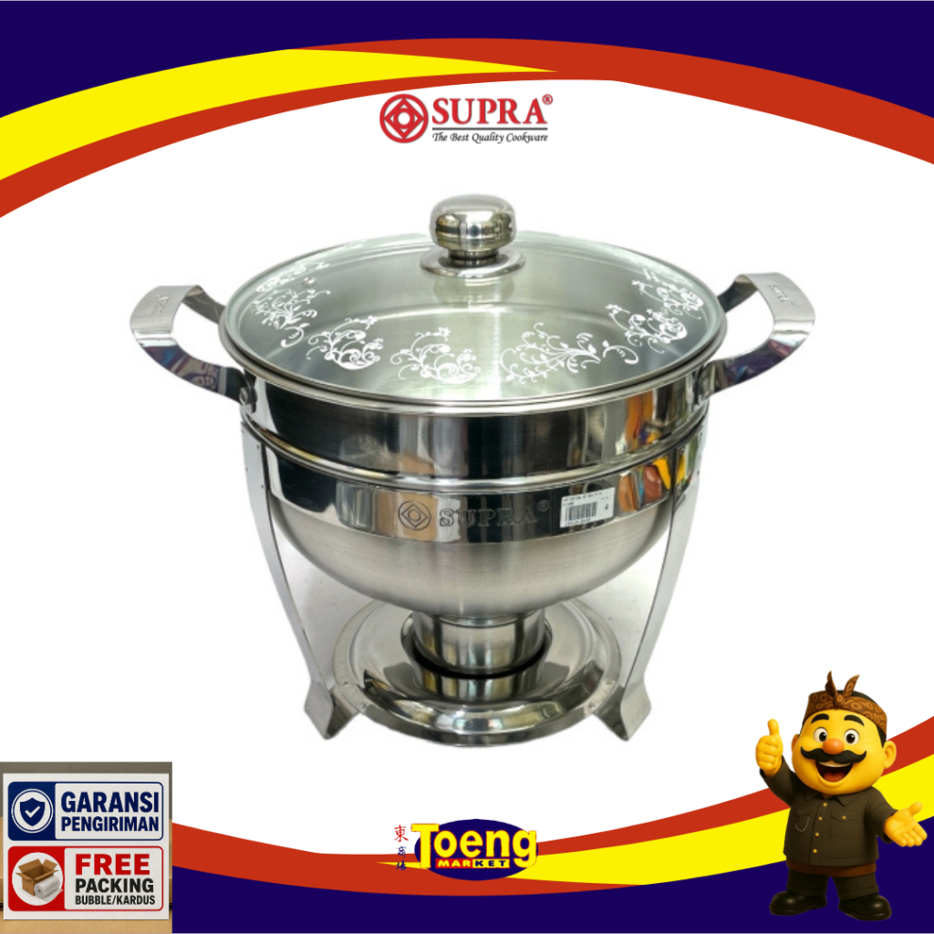 Panci Prasmanan Bulat Supra - DEEP SOUP BOWL SET 28cm W/GLASS LID SUPRA