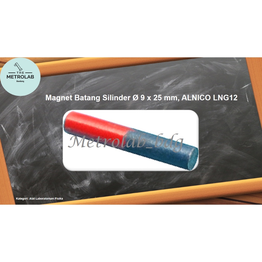 Magnet Batang Silinder diameter 9 x 25 mm, ALNICO LNG12 | Merah - Biru