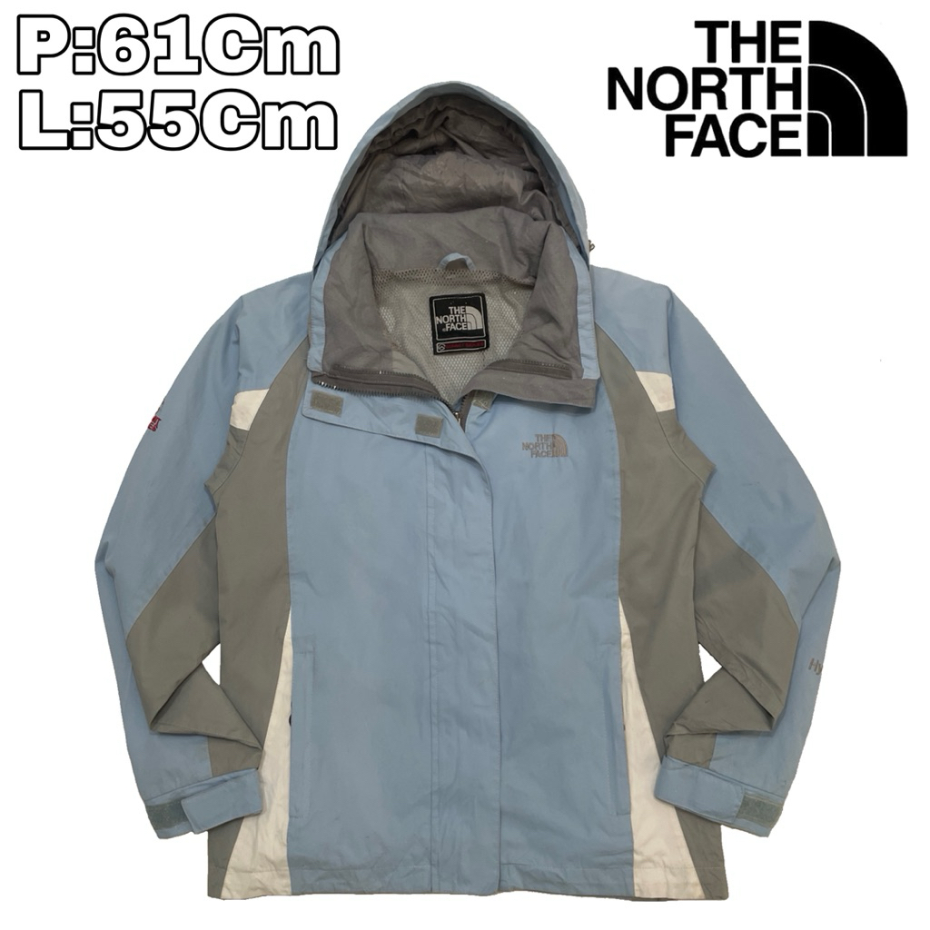 J112 Jaket Outdoor Waterproof TNF The North Face Hyvent  Tahan Air Parasut Biru Muda Hiking Pendaki 