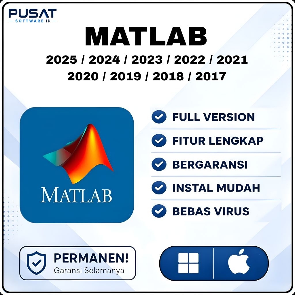 Matlab 2026 - 2017 Full Version Lifetime Permanen Windows & Mac Os | Tersedia Versi 2026 / 2025 / 20