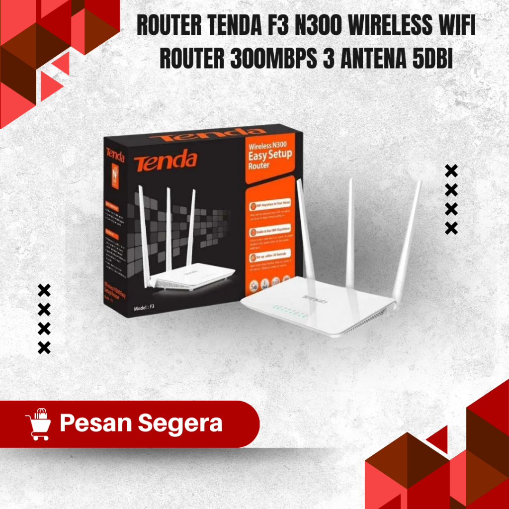 Router Tenda F3 N300 Wireless WiFi Router 300Mbps 3 Antena 5dBi