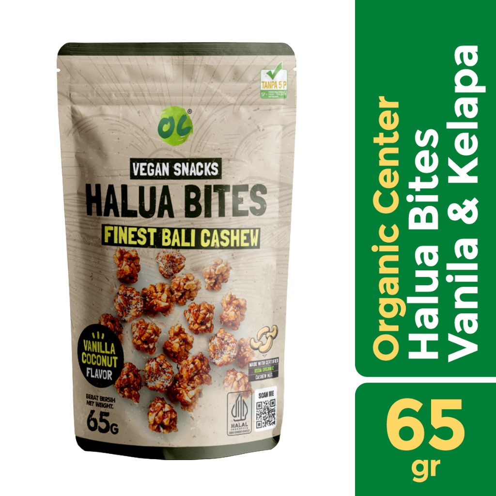 Organic Center - Halua Vanilla 65gr - Snack - Cemilan Diet - Kacang Mete