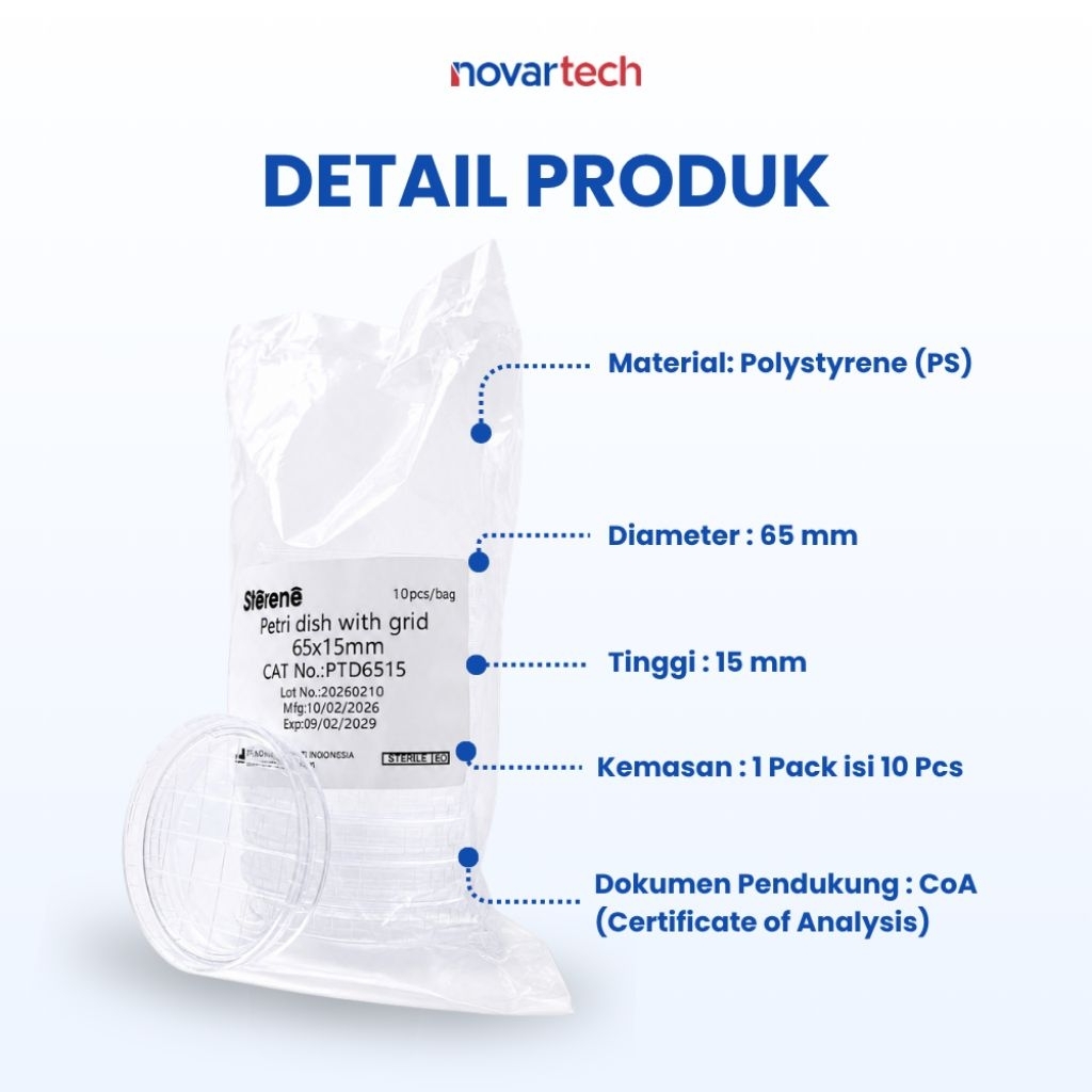 Cawan Petri Steril 90x15mm Sterene Petri Dish Plastik Laboratorium Disposable Isi 10 Pcs