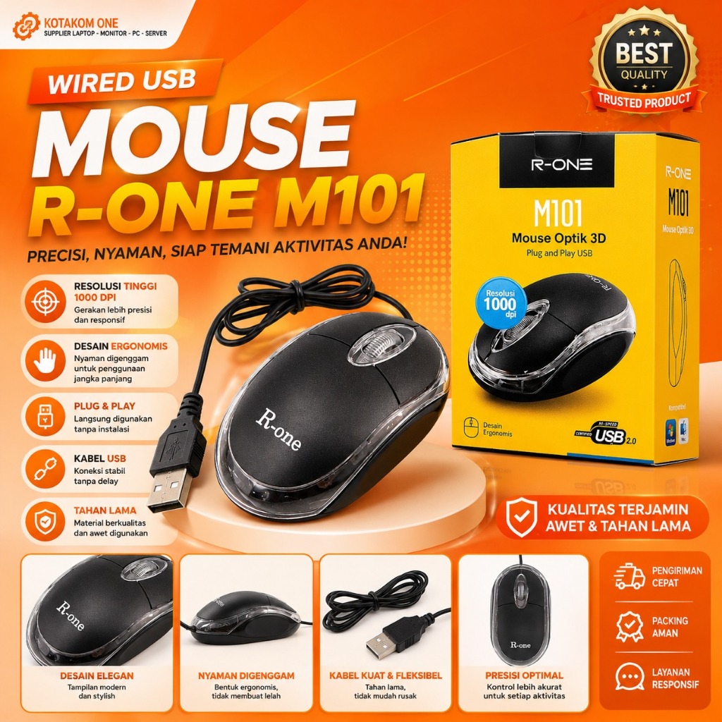 Mouse usb r-one / mouse wired kabel usb / Mouse R-one Kabel