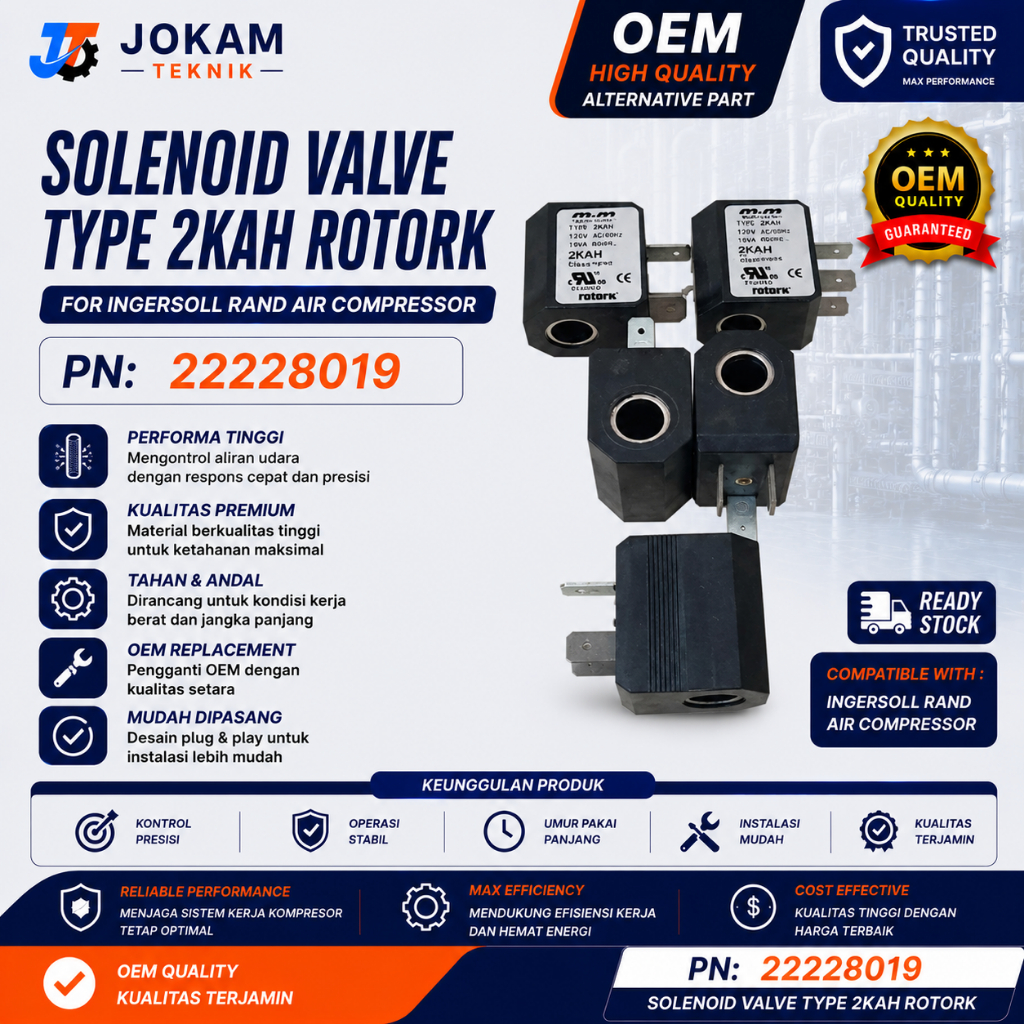 Solenoid Valve Type 2KAH Rotork Untuk Ingersoll Rand PN 22228019