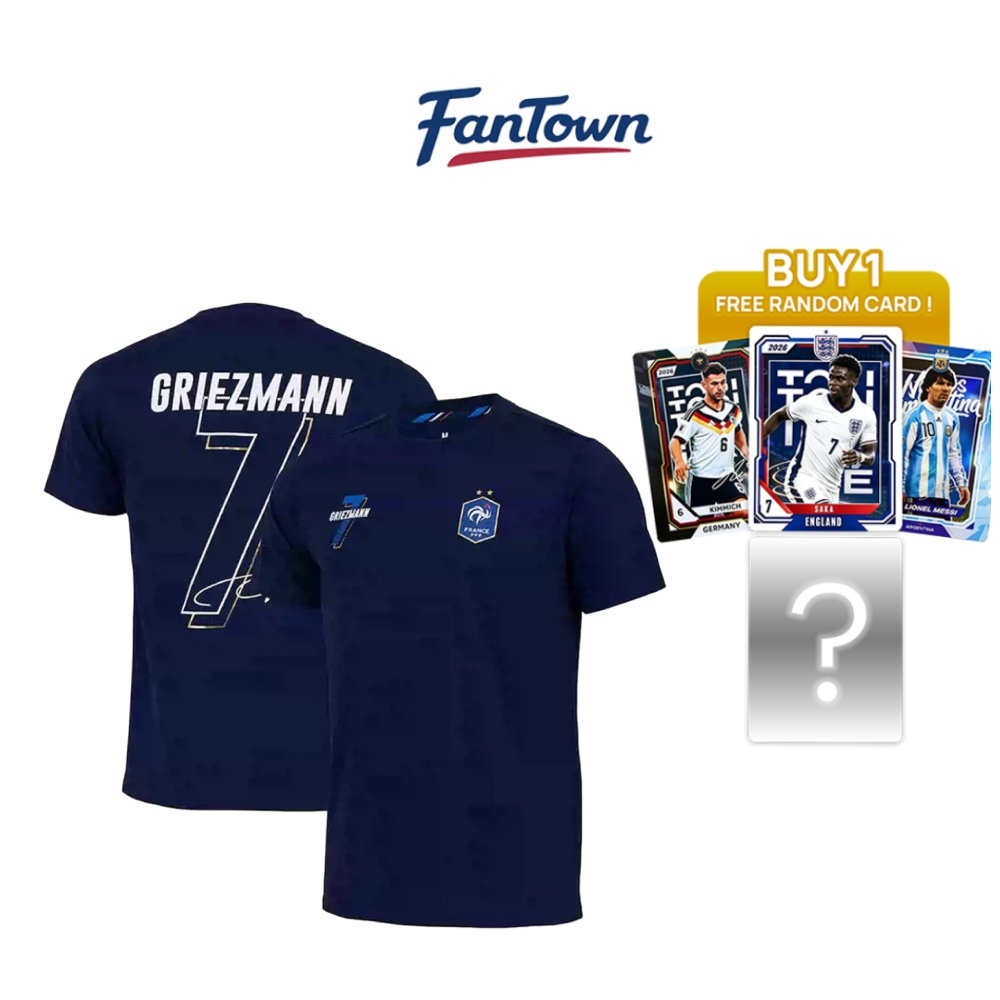Fantown Official License 100% Original Resmi - Timnas Prancis T-Shirt Biru Player Edition Griezmann 