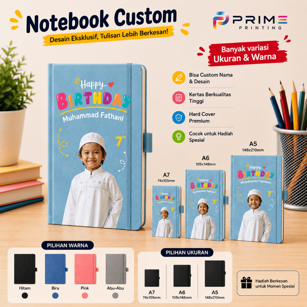 Notebook custom A5, A6, A7/blocknote custom/Buku Catatan Harian/notebook premium