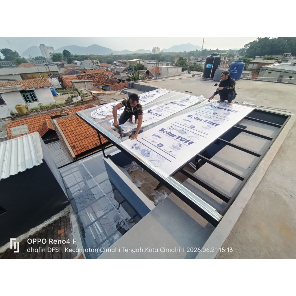 kanopi solarflat transparan canopy solartuff solid clear rangka besi hollow galvanis garansi 15tahun