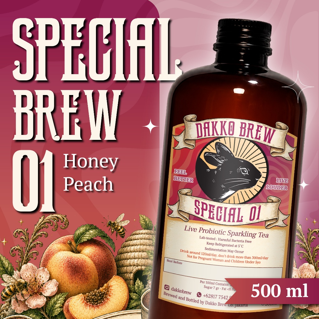 Dakko Special Brew Kombucha Honey Peach  500 ml