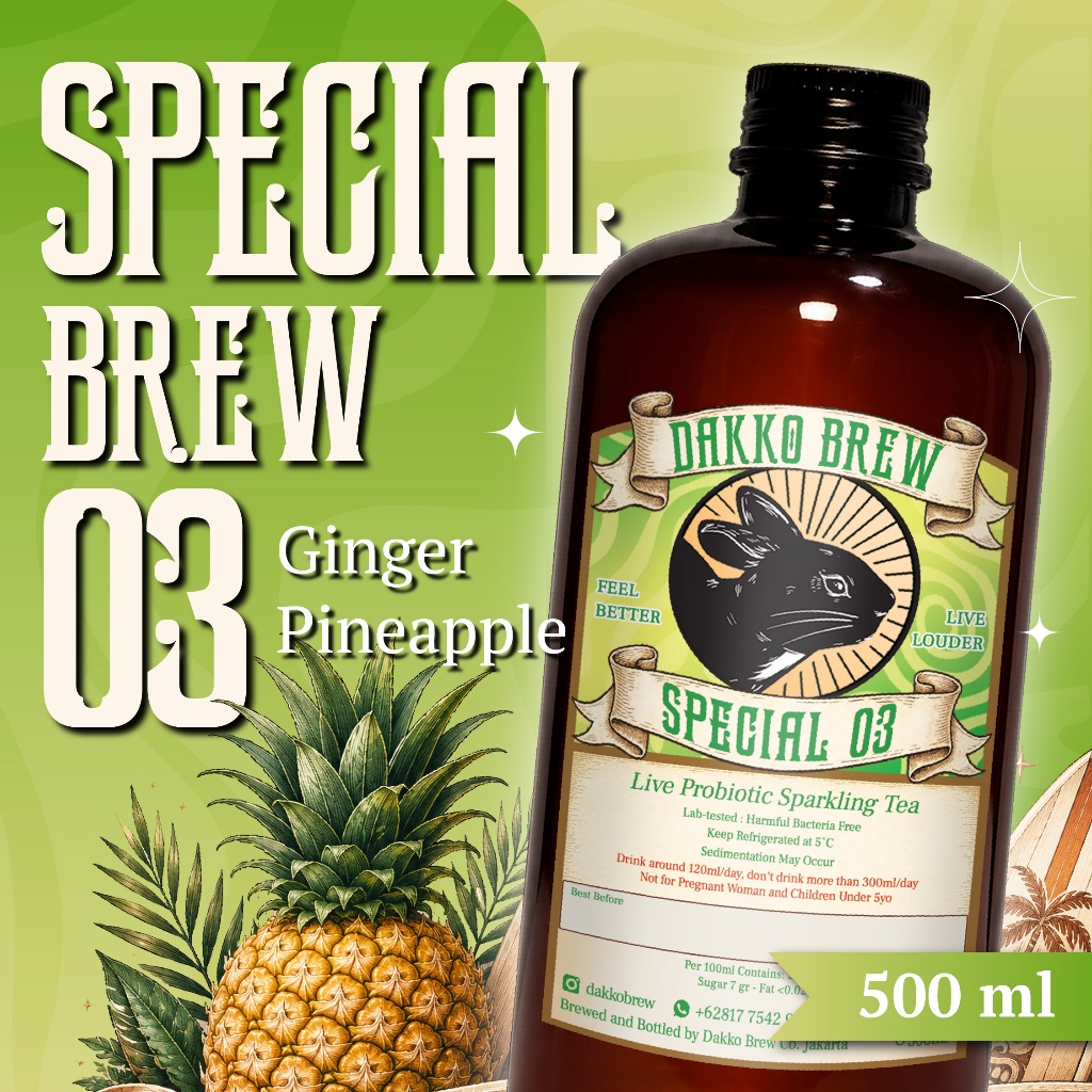 Dakko Special Brew Kombucha Ginger Pineapple  500 ml