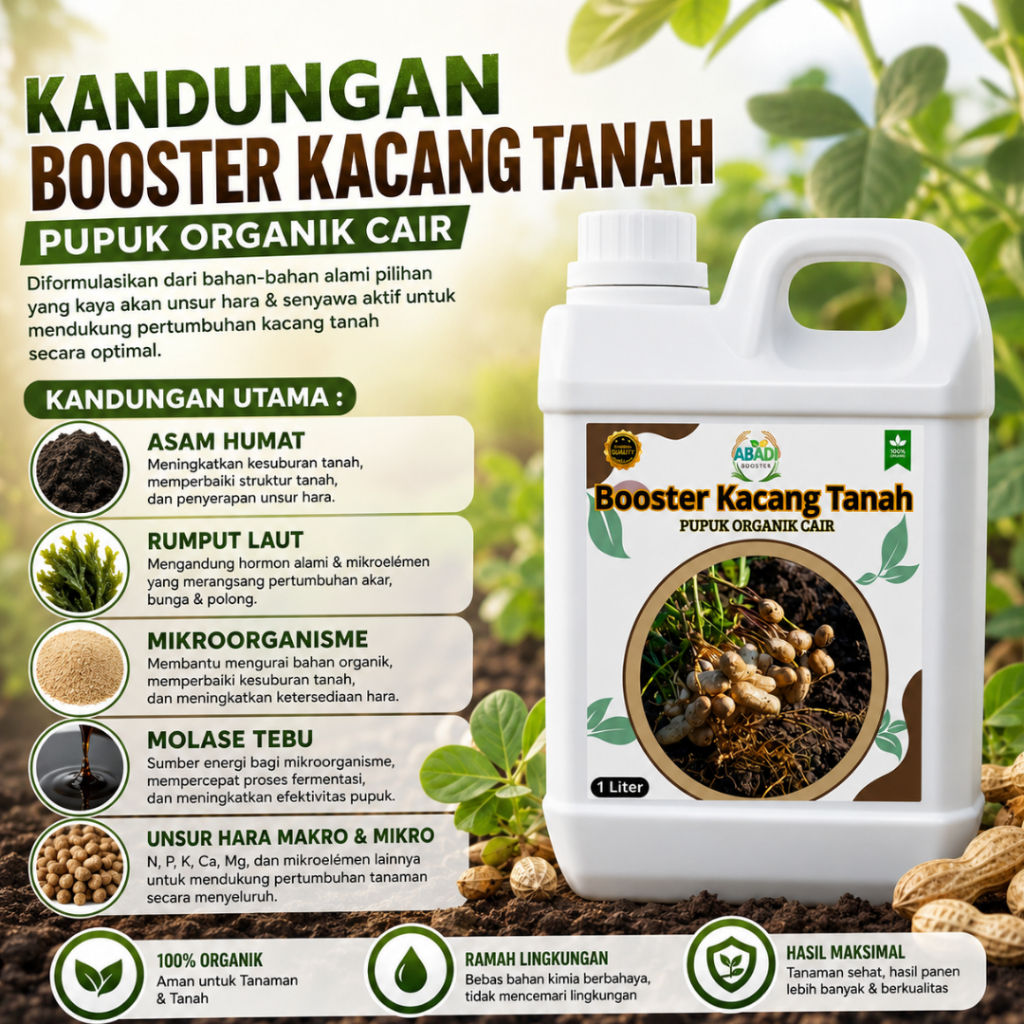 Pupuk Organik Cair Booster Kacang Tanah 1L | Perangsang Bunga, Polong & Hasil Panen
