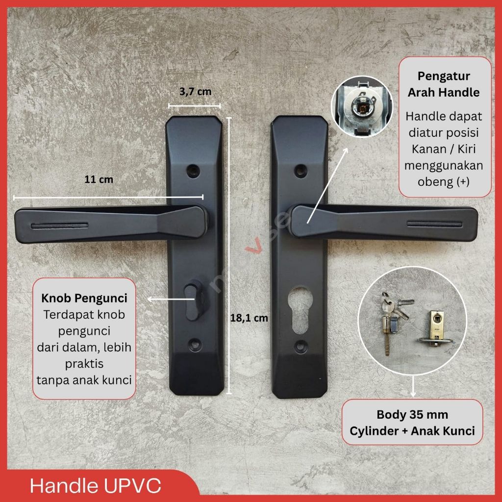 Handle Pintu UPVC Hitam