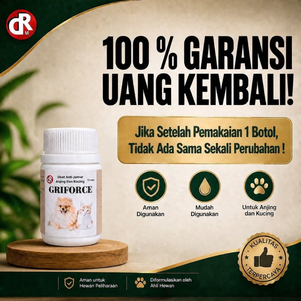 Obat Jamur Anjing Kucing Kitten Griforce Anti Jamur Ringworm Parasit Kulit Berkerak Alergi Dermatiti