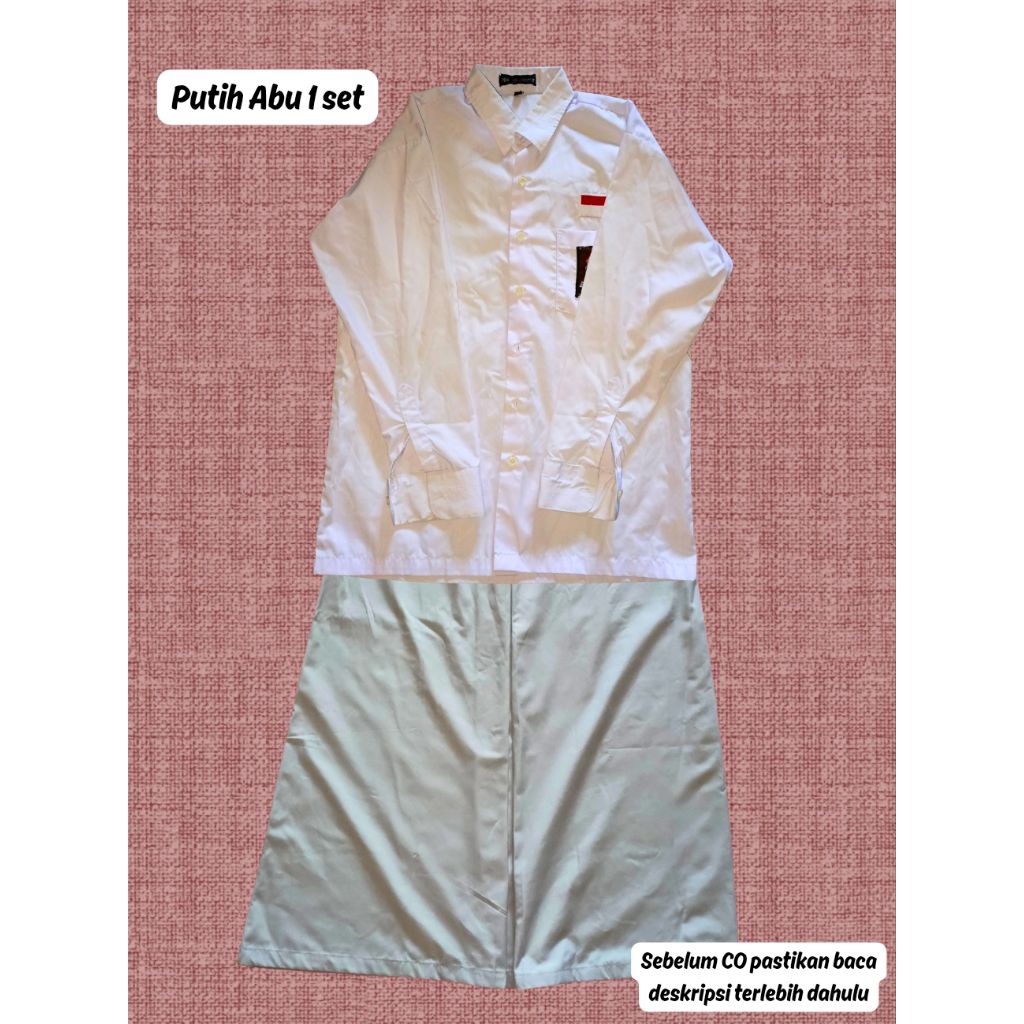 Seragam Sekolah Putih Abu Bekas/Preloved 1 Set Kemeja (al-wafa) & Rok Span (tanpa merk) 1