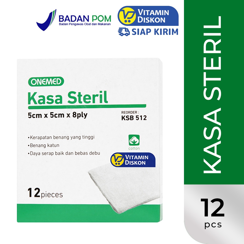 ONEMED KASA STERIL 5 X 5 CM BOX ISI 12 SHEET | PLESTER PENUTUP LUKA, KAIN KASA, KASA LUKA, MENUTUP L