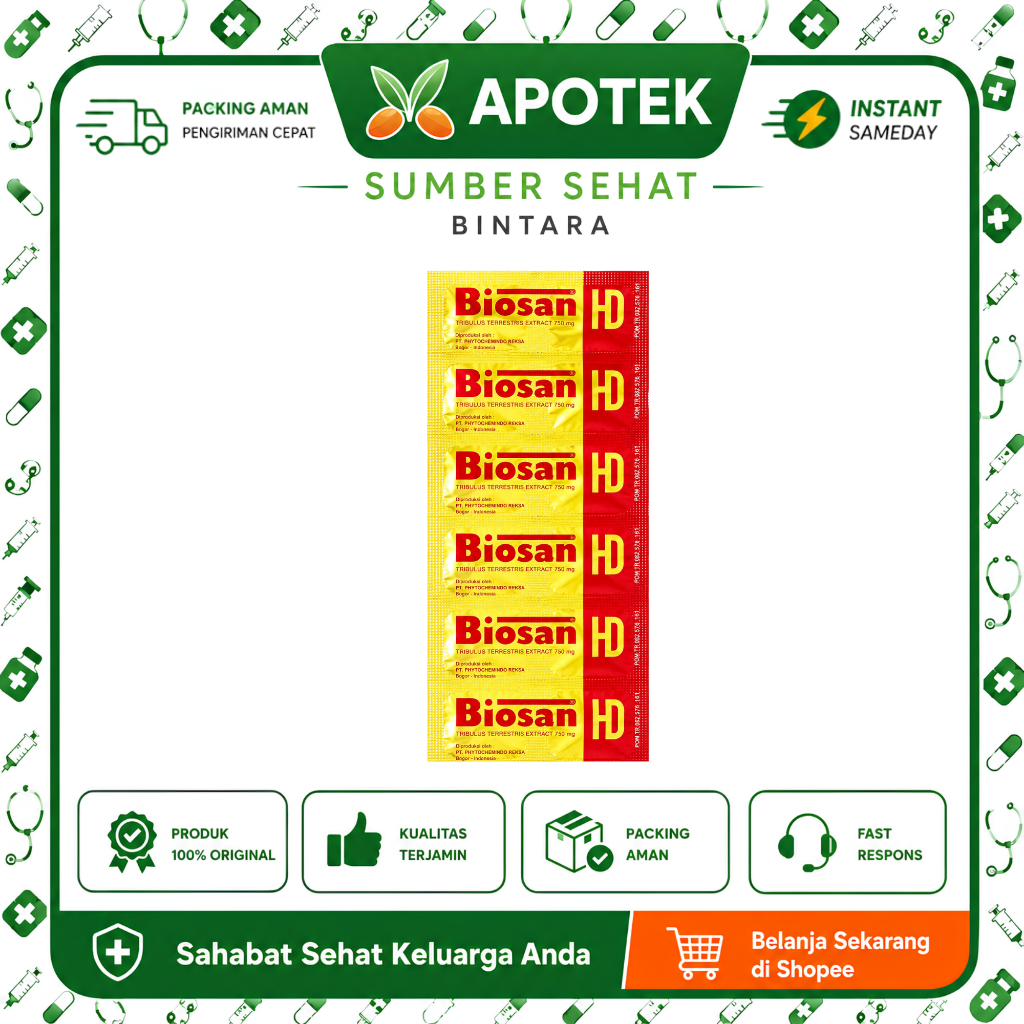 [STRIP] Biosan HD | Suplemen Herbal Pria | Tribulus Terrestris 750 mg