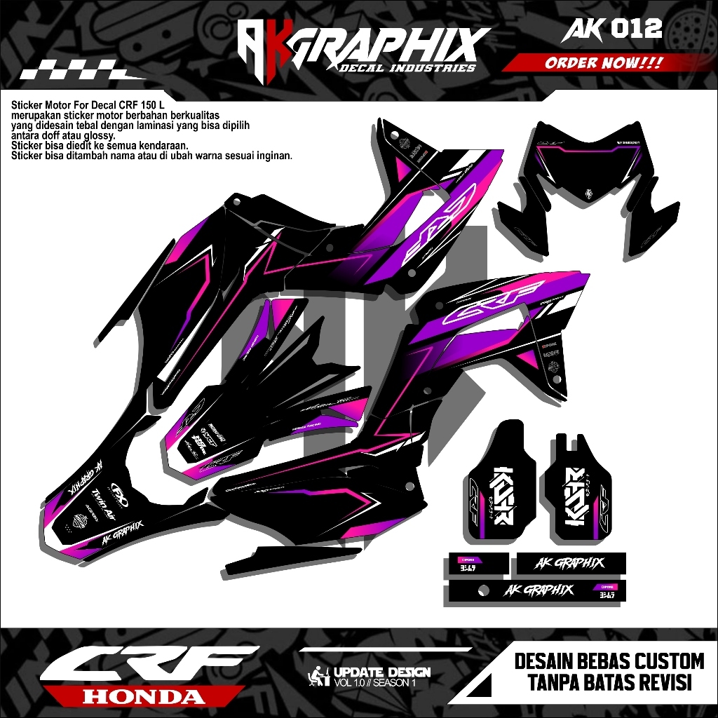 Decal CRF Full Body/CRF 150L/Sticker CRF Super Glosy AK012