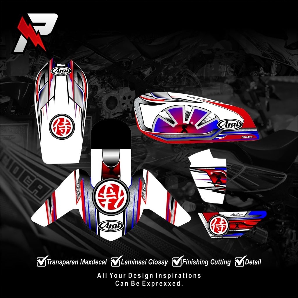 striping semi decal gl100 motif arai samurai transparan
