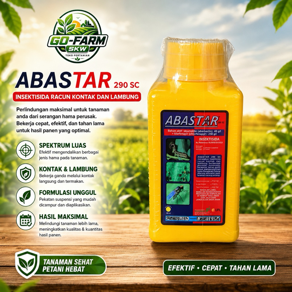 Abastar 290sc 100ml Insektisida Abamektin 40g/l Klofenafir 250 g/l Mengendalikan Hama Ulat Belalang 