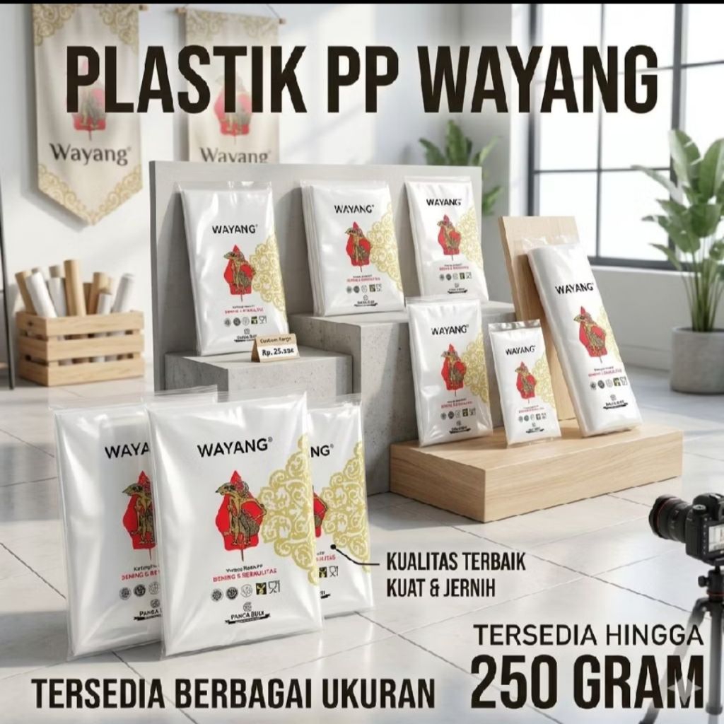 ( -/+ 250 gr ) Kantong Plastik PP  Bening  Uk 12X35 / 13X35 / 13X25 / 12X25, Plastik PP Wayang / Kan