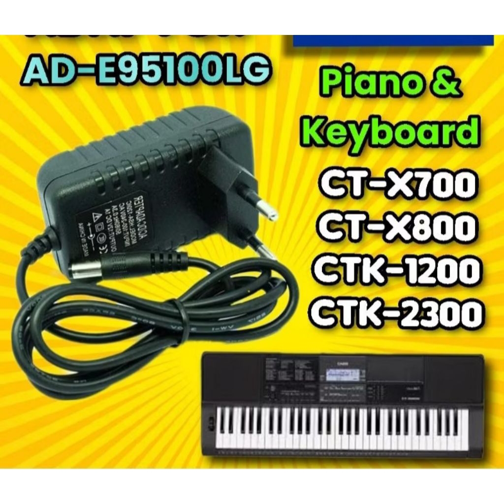 Adaptor power supply untuk piano keyboard CASIO CT-X800, CT-X700 AD-E95100LG