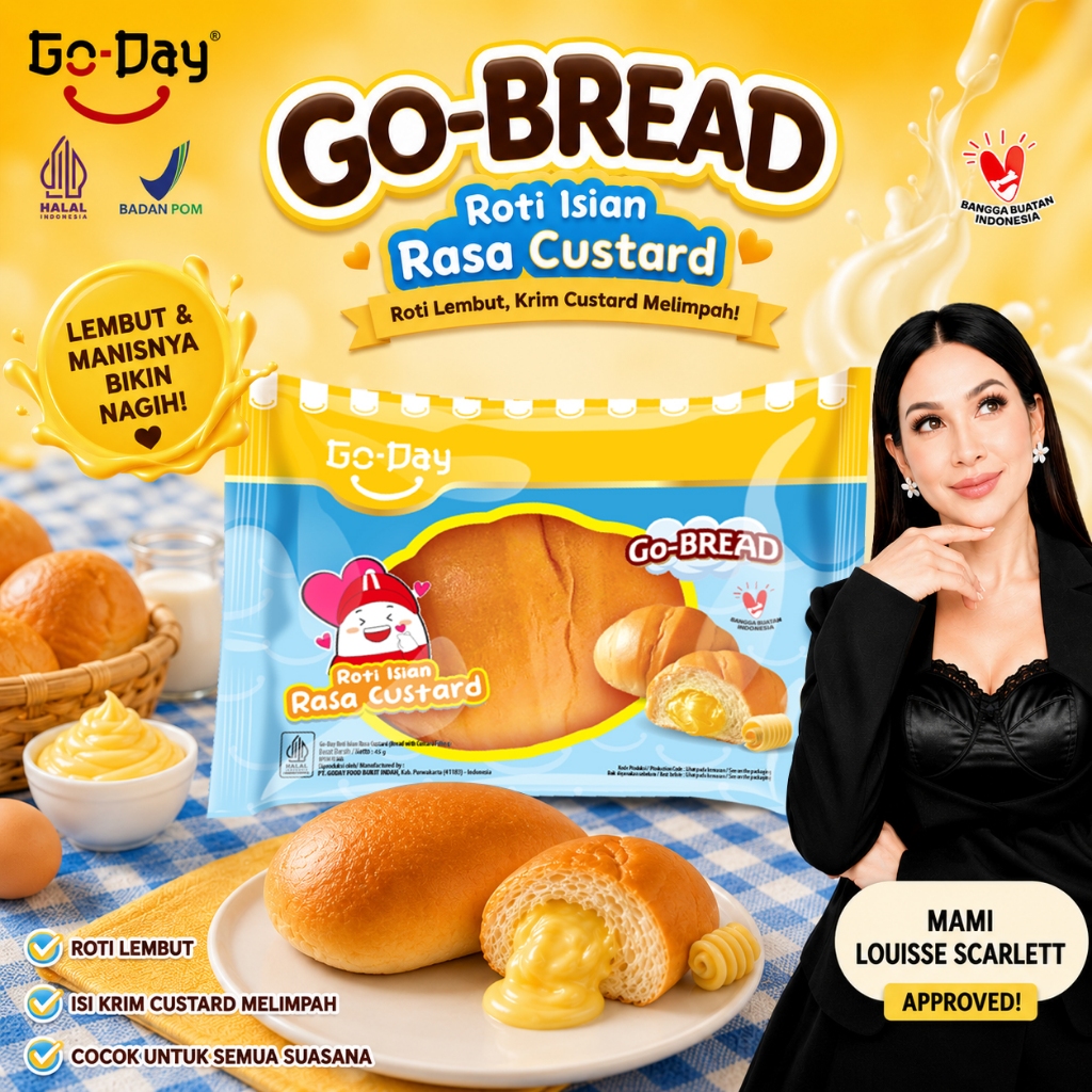 Go-Day Bread with Custard Filling - Roti Isian Rasa Custard (GO-BREAD)