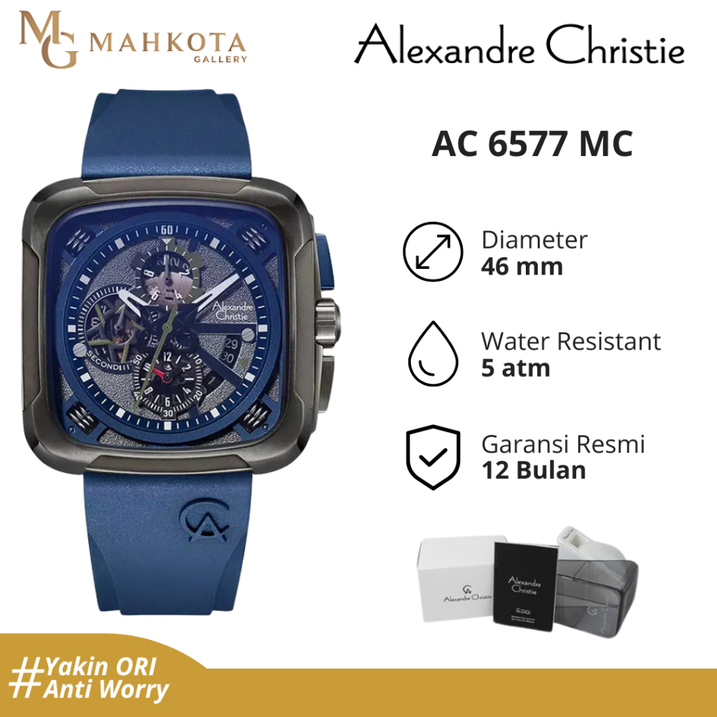 Jam Tangan Pria Alexandre Christie AC 6577 MC Strap Karet Original dan Bergaransi Jam Tangan Palemba