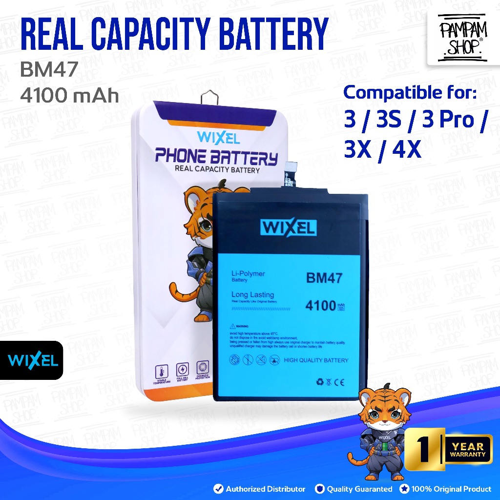 WIXEL ORIGINAL Baterai XiaoMi BM47 Redmi 3 3S 3X Pro Prime 4X Real Capacity Battery 100% Ori Batre B