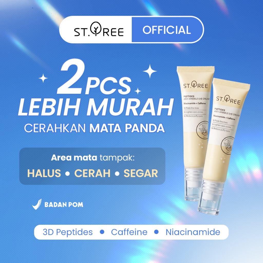 [2PCS Lebih Hemat] ST.TREE Multi Peptides Anti-Wrinkle Eye Cream 15 gr | Serum Perawatan Mata dengan