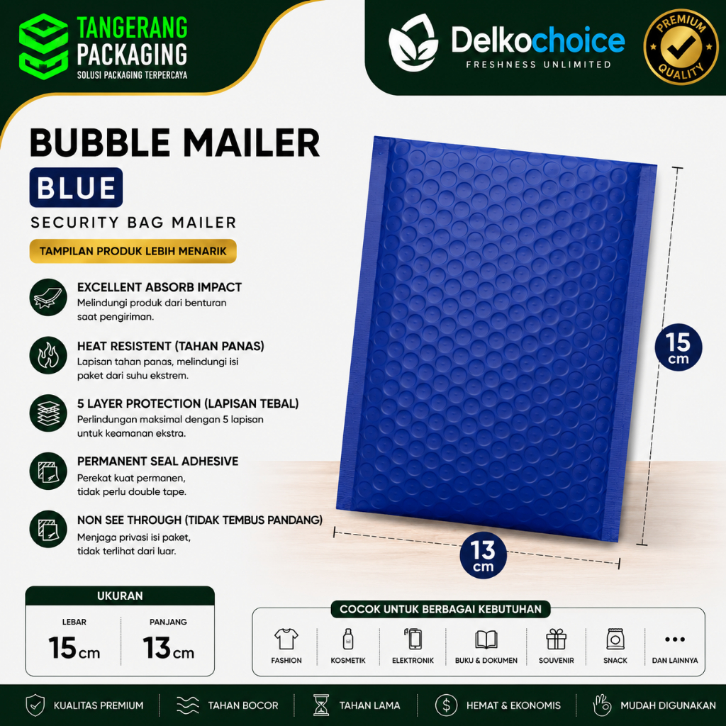Amplop Bubble Mailer Electric Blue 15x13 Bubble Mailer Envelope Rusfet Bubble Packing