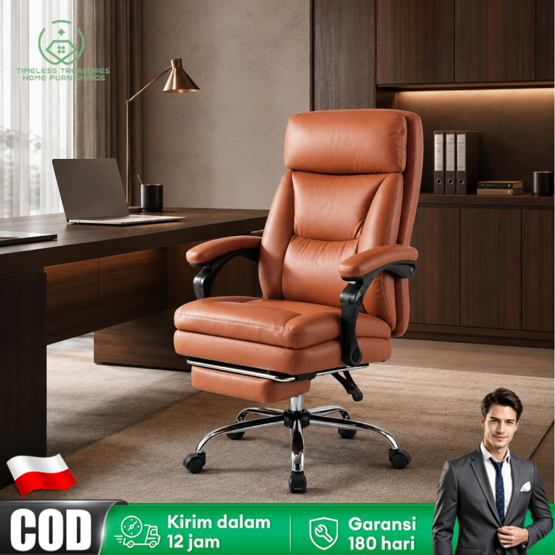 TIMELESS Kursi kantor Kursi sofa Kursi Bos Kursi Bos Kulit Premium Ada Pedal Kaki Sandaran Bisa Recl