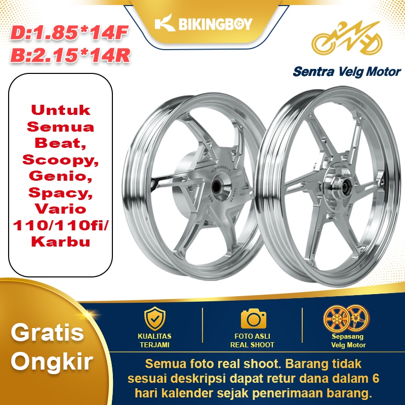Velg Ring 14 Bikingboy Palang 6 CT,CNC,PNP Untuk Semua Beat, Scoopy, Genio, Spacy, Vario 110/110fi/K