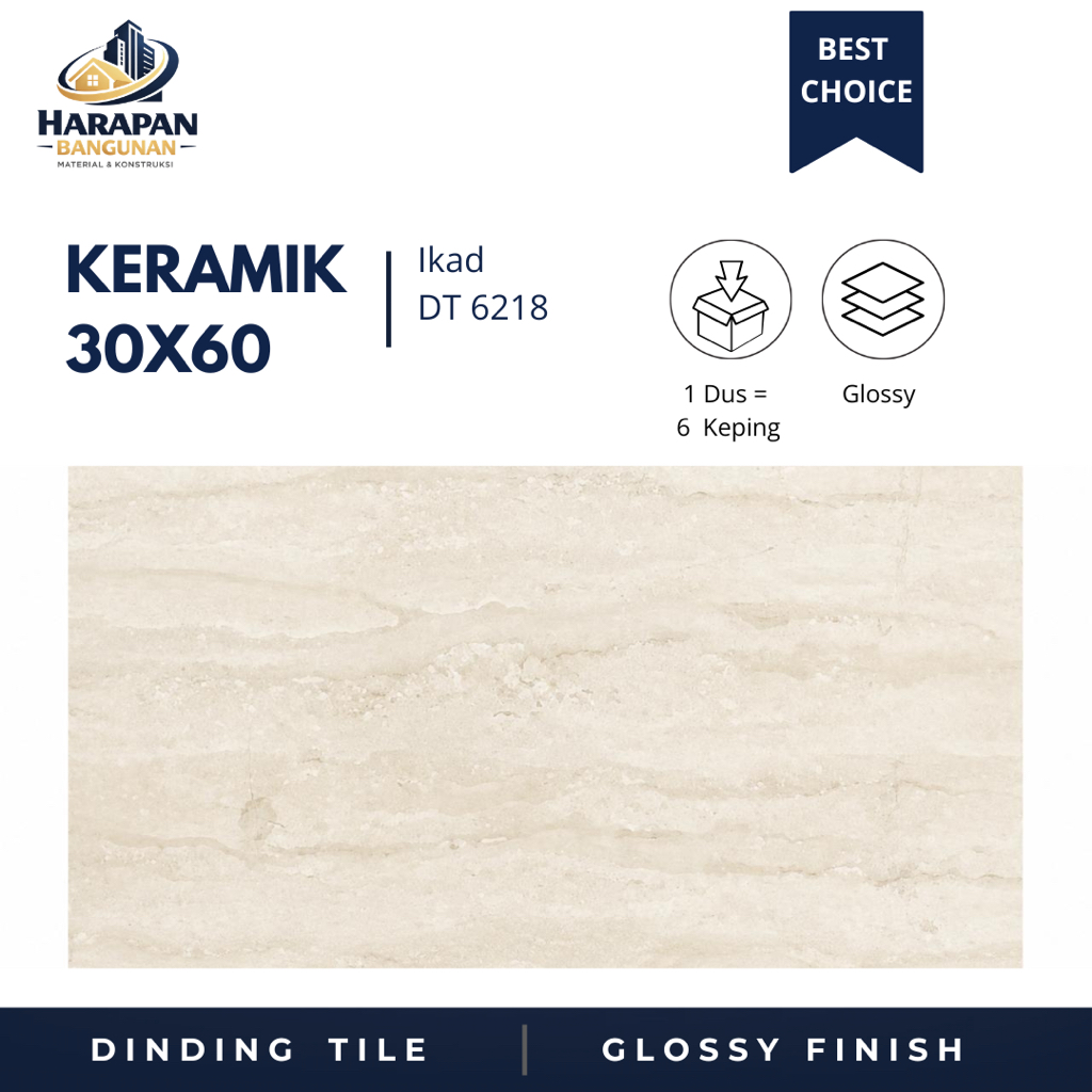 Keramik Dinding 30x60 Ikad DT 6218 Cream Keramik Glossy Krem 30 x 60