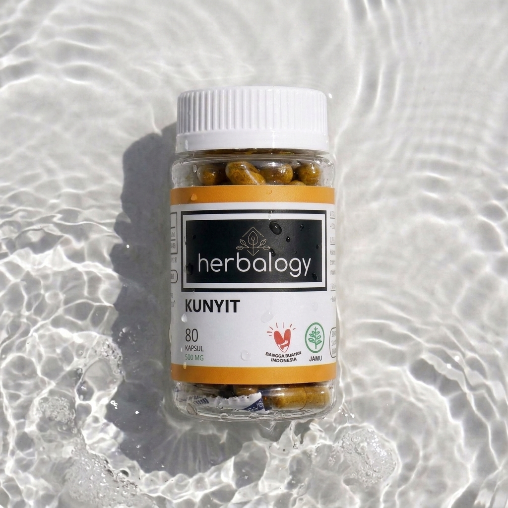 HERBALOGY Kunyit - 80 Kapsul (Nyeri sendi, keseleo, Liver Detox, Paru, Inflamasi) obat herbal, jamu