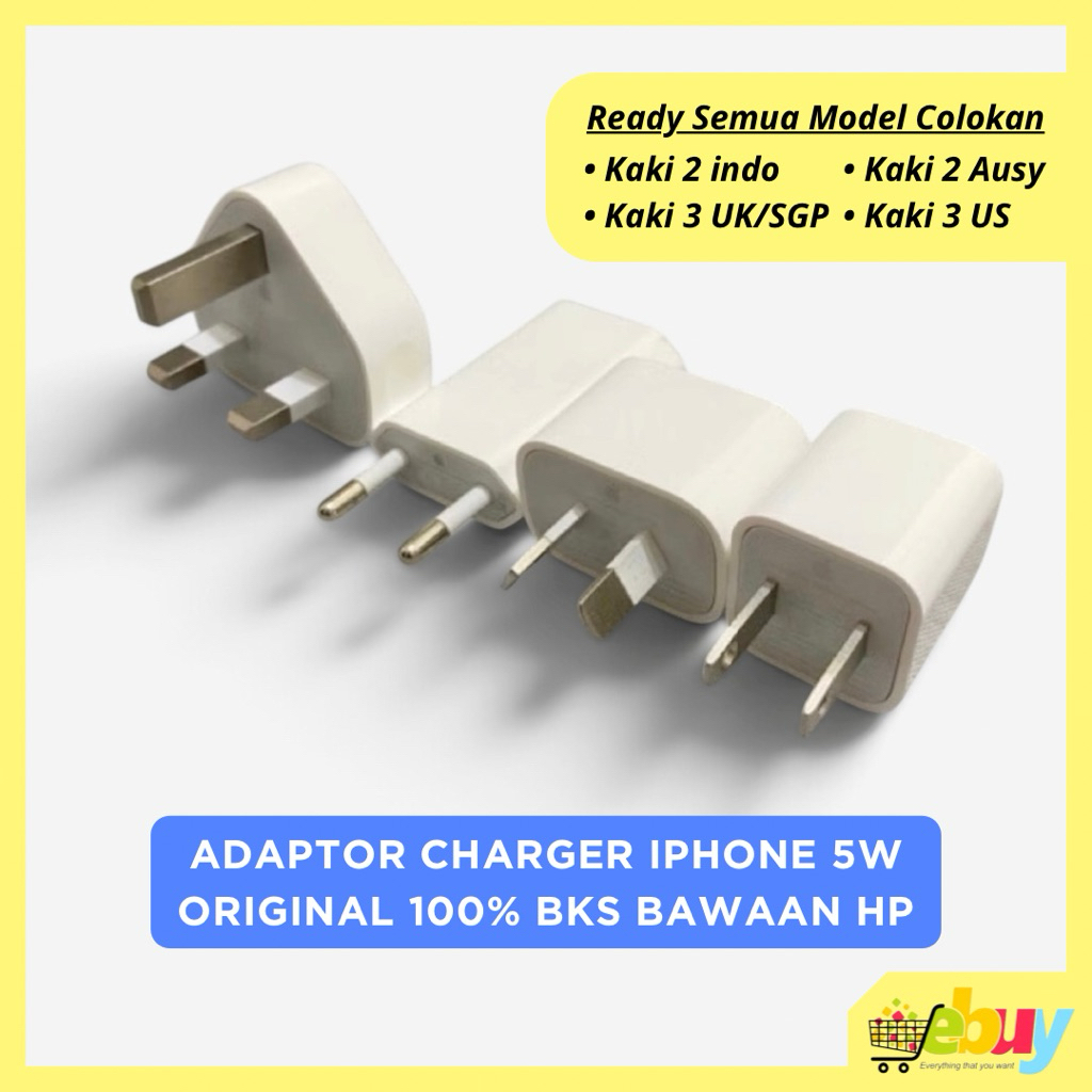 Adaptor Charger iPhone Original Asli Bawaan Copotan Hp 5W 5V - 1A Cocok Untuk Cas Tws Smart Watch Ap