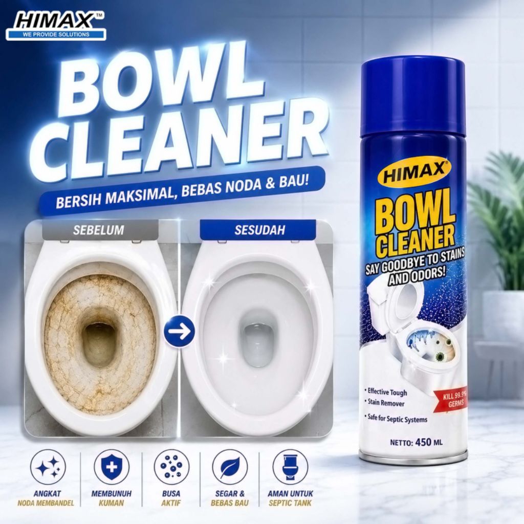 Pembersih Toilet Kloset WC Hilangkan Kerak Noda Bau Membandel Himax Bowl Cleaner 450ML