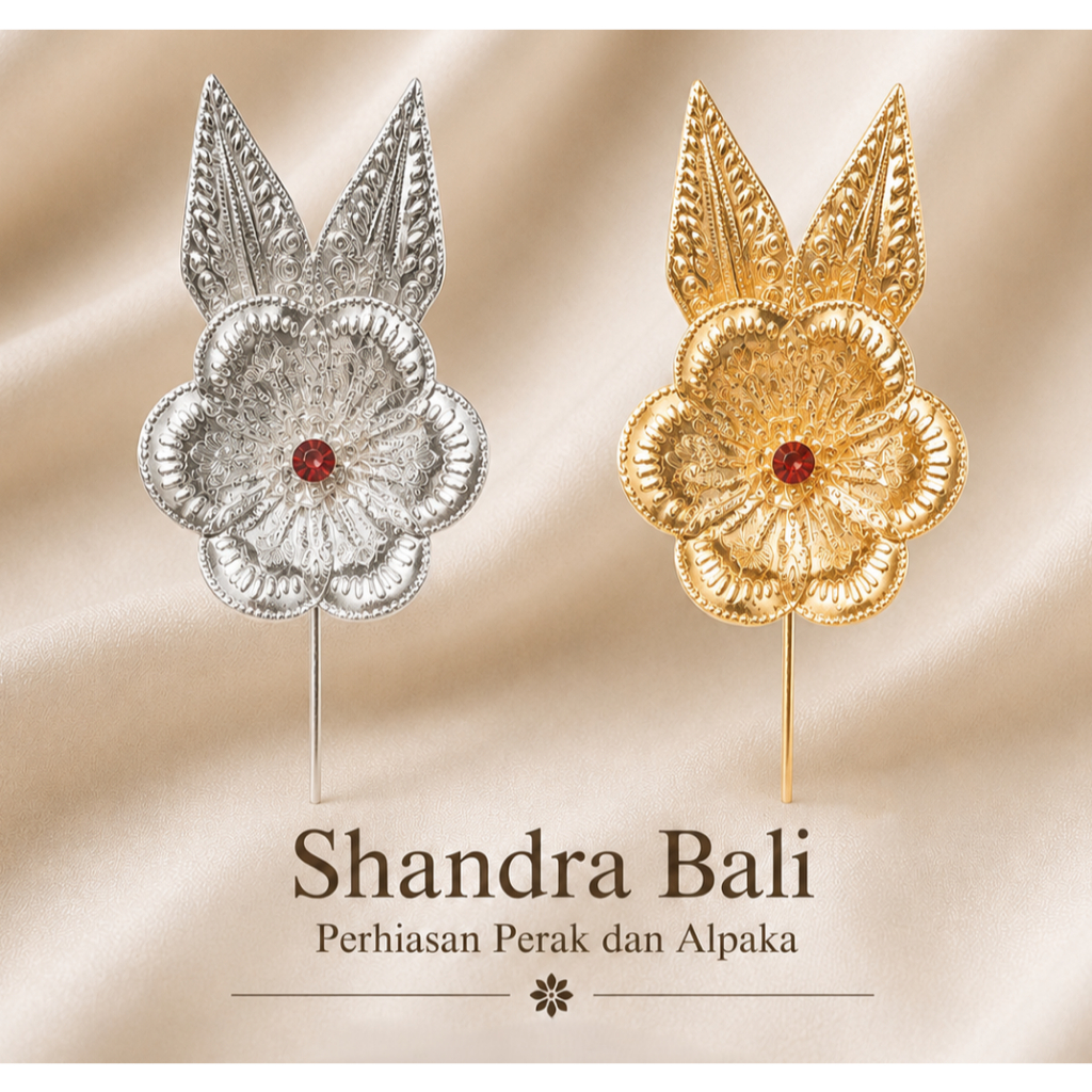 Shandra Bali - Pucuk Rejuna / Cucuk Rejuna Bunga warna Mas Kuning dan Silver Putih untuk Hiasan Uden
