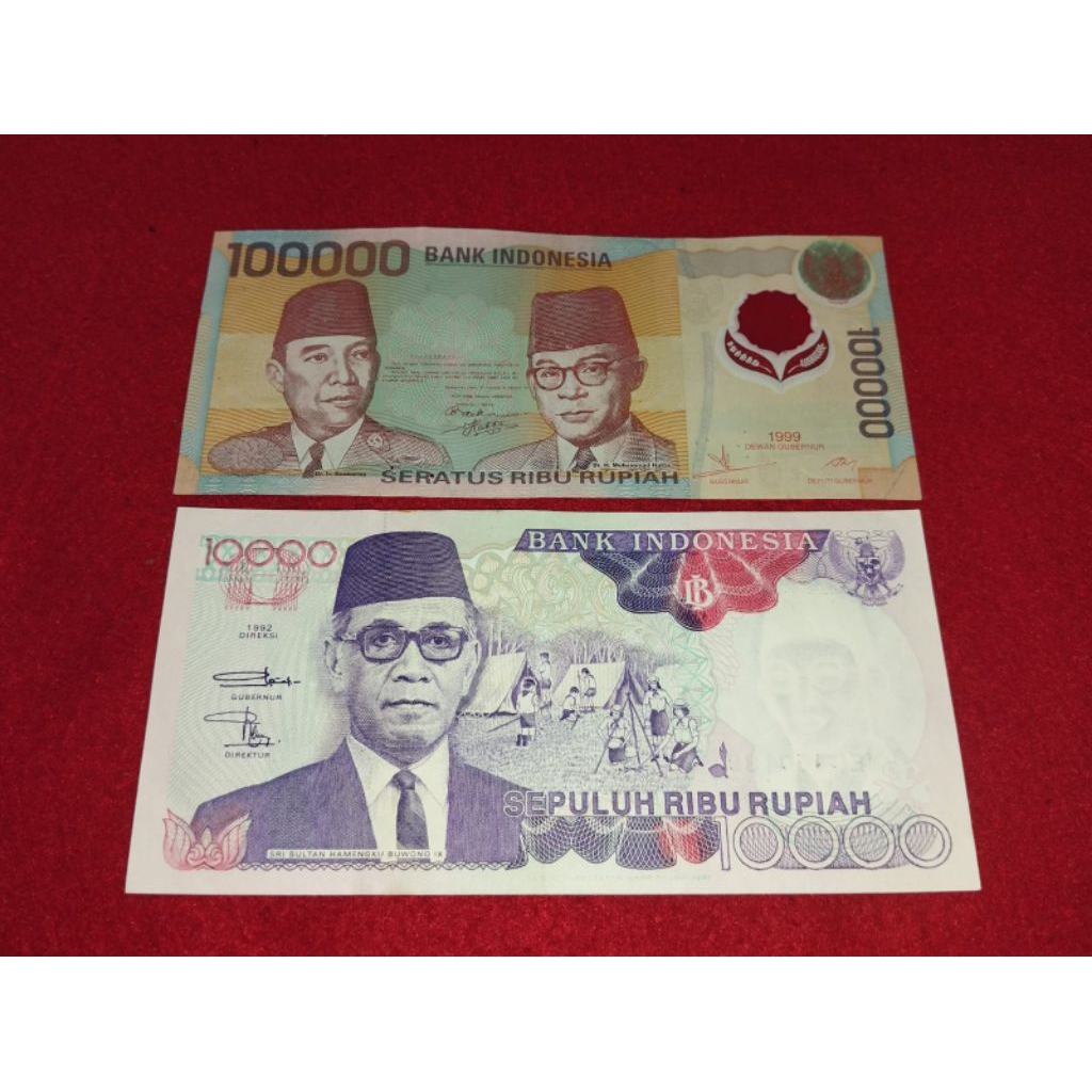 uang kertas kuno 100 rb polymer dan 10rb hamengku
