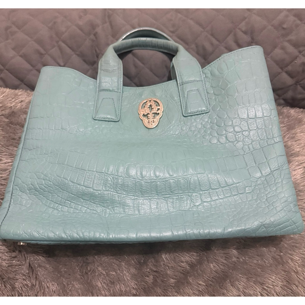 Tas Tengkorak handle croco warna hijau mint