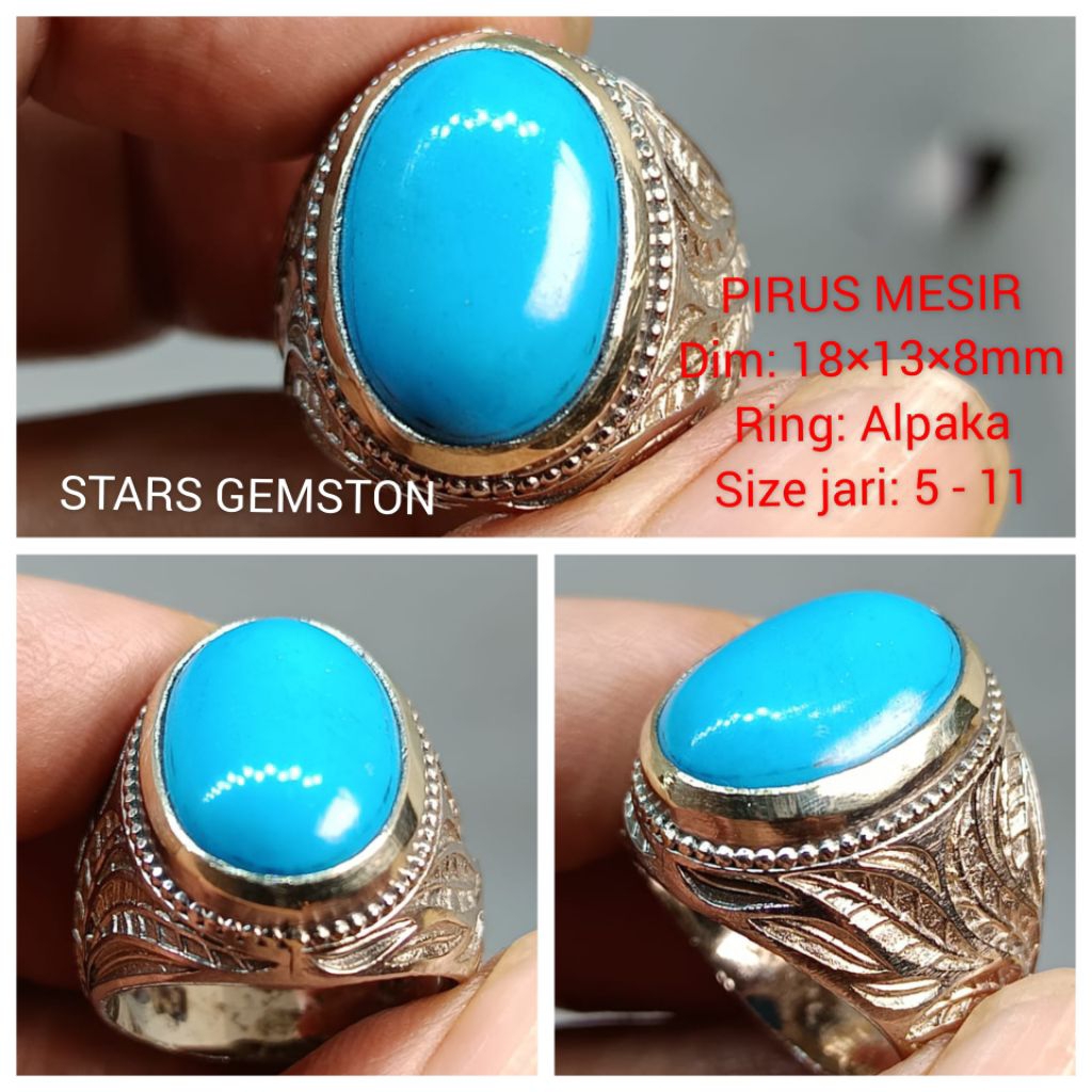 CINCIN BATU PIRUS BIRU FANCY POLOS NATURAL