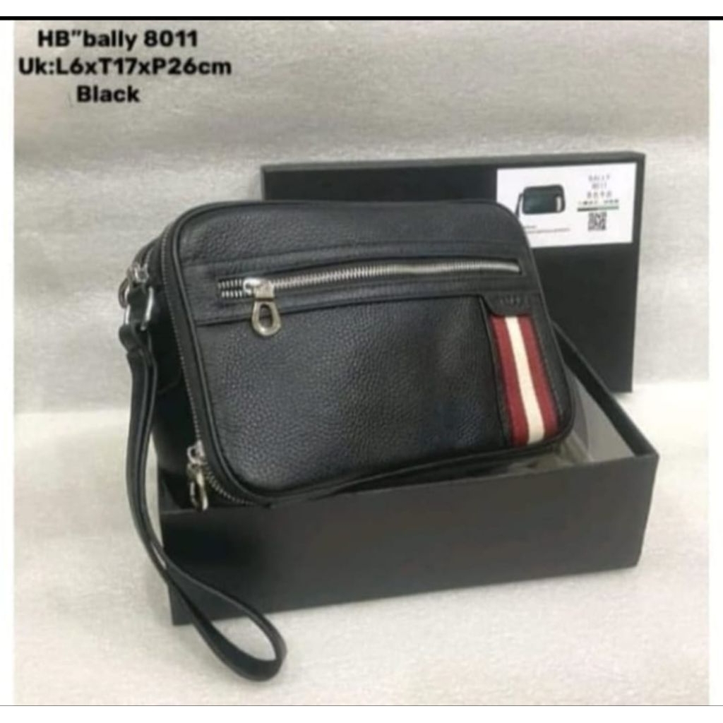 Handbag clutch pria bally tas tangan kulit