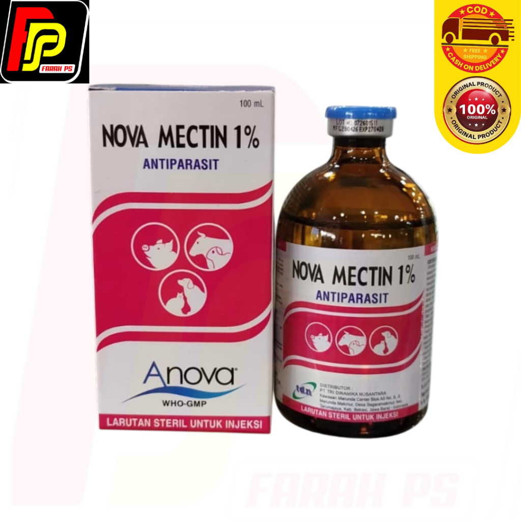 NOVA MECTIN 1% 100 ml Obat Gudik/Scabies - Obat ANTIPARASIT cacing/gudeg pada HEWAN