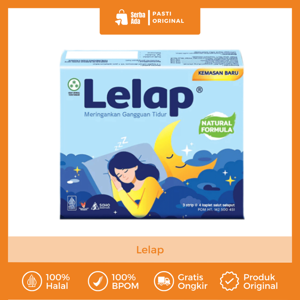 Lelap Obat Tidur Herbal Ampuh Mengatasi Insomnia Susah Tidur Malam Gelisah Original BPOM Isi 4 Kaple