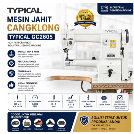 TYPICAL GC 2605 Mesin Jahit Cylinder Bed / Cangklong / Jahit Kulit / Tas / Dompet / Sepatu GC2605 / 